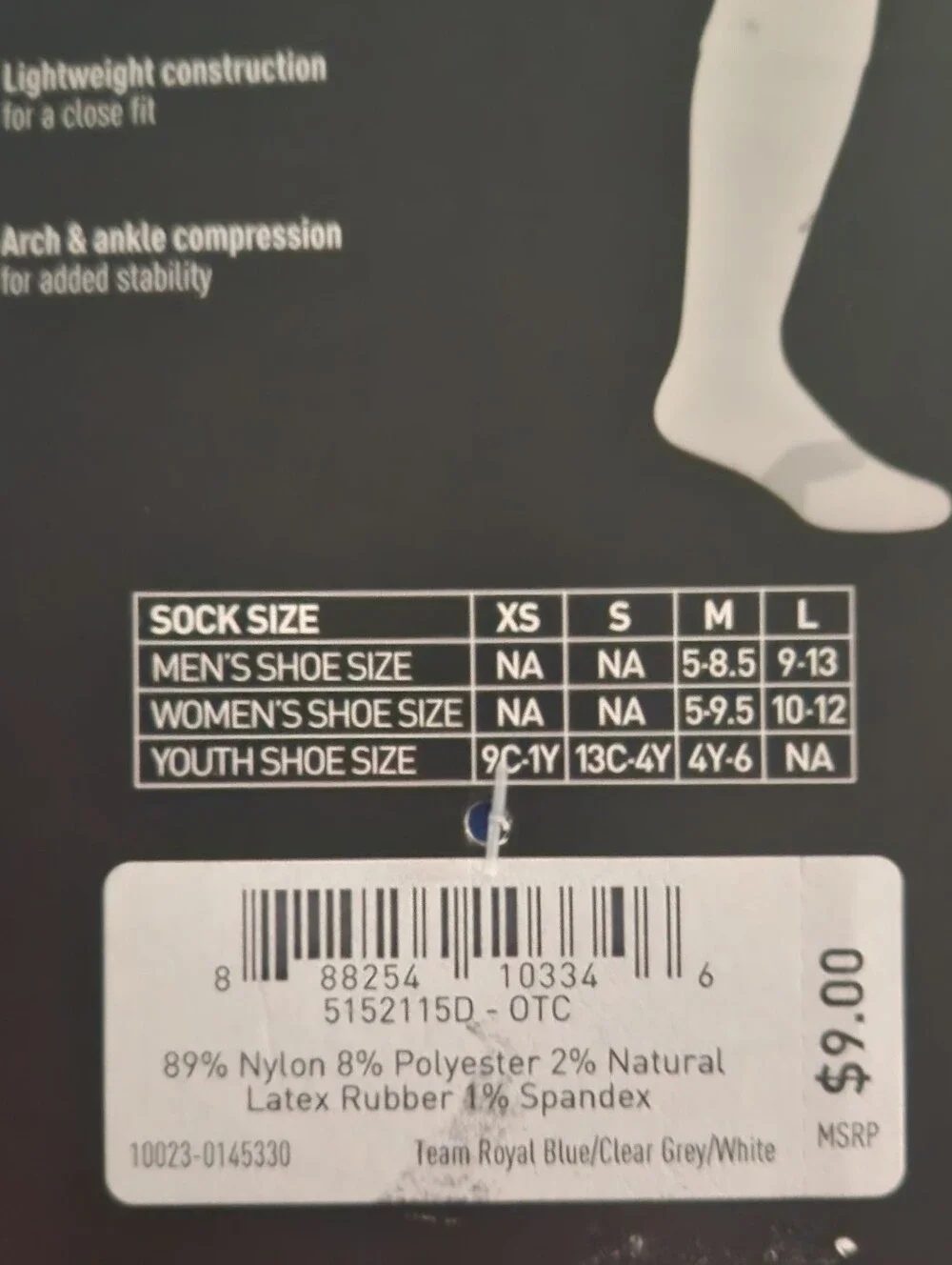 ADIDAS Men's Soccer Metro Crew Sock, Royal Blue  White Size L  Sz 9 -13